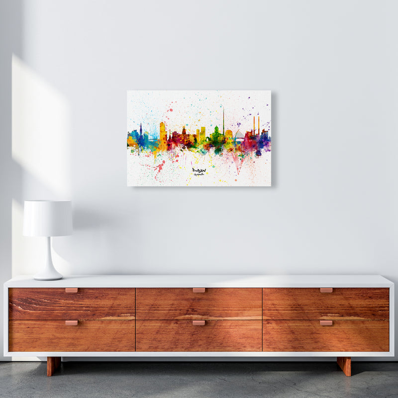 Dublin Ireland Skyline Splash Art Print by Michael Tompsett A2 Canvas