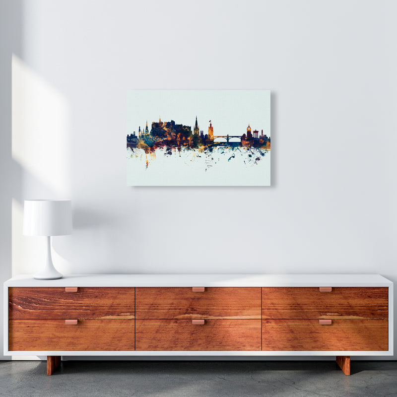 Edinburgh Scotland Skyline Blue Orange Art Print by Michael Tompsett A2 Canvas