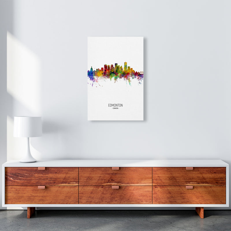 Edmonton Canada Skyline Portrait Art Print by Michael Tompsett A2 Canvas