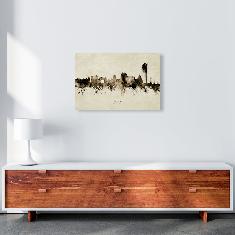Geneva Switzerland Skyline Vintage Art Print by Michael Tompsett A2 Canvas