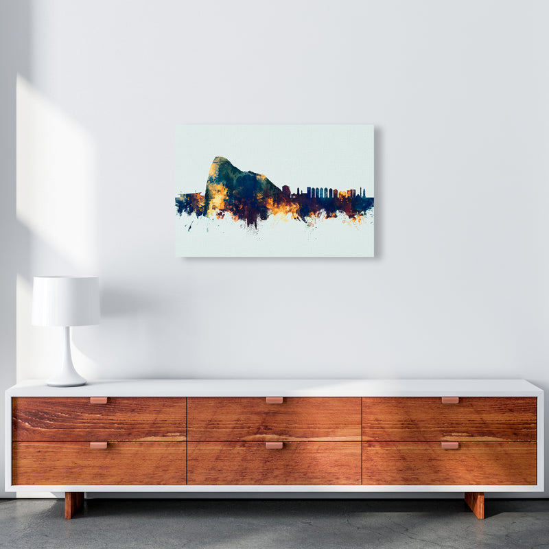 Gibraltar Skyline Blue Orange Art Print by Michael Tompsett A2 Canvas