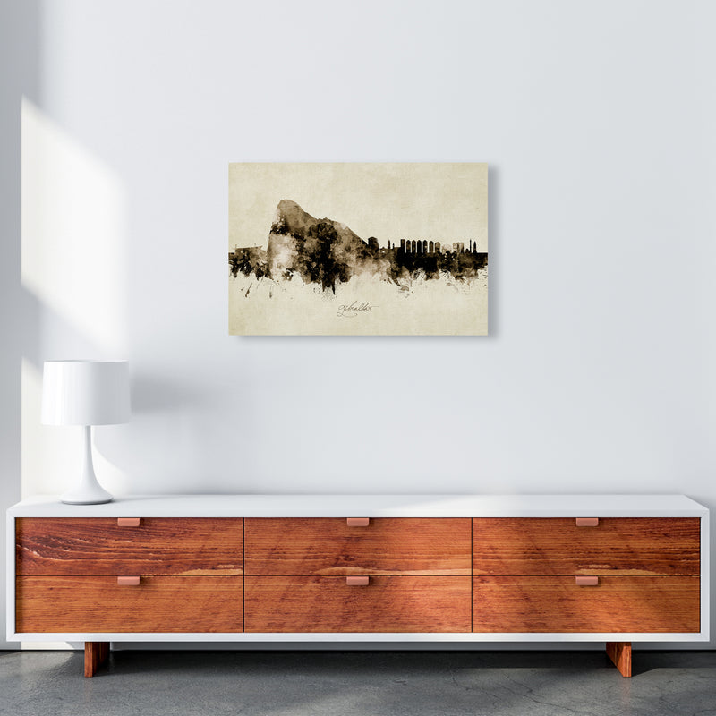 Gibraltar Skyline Vintage Art Print by Michael Tompsett A2 Canvas