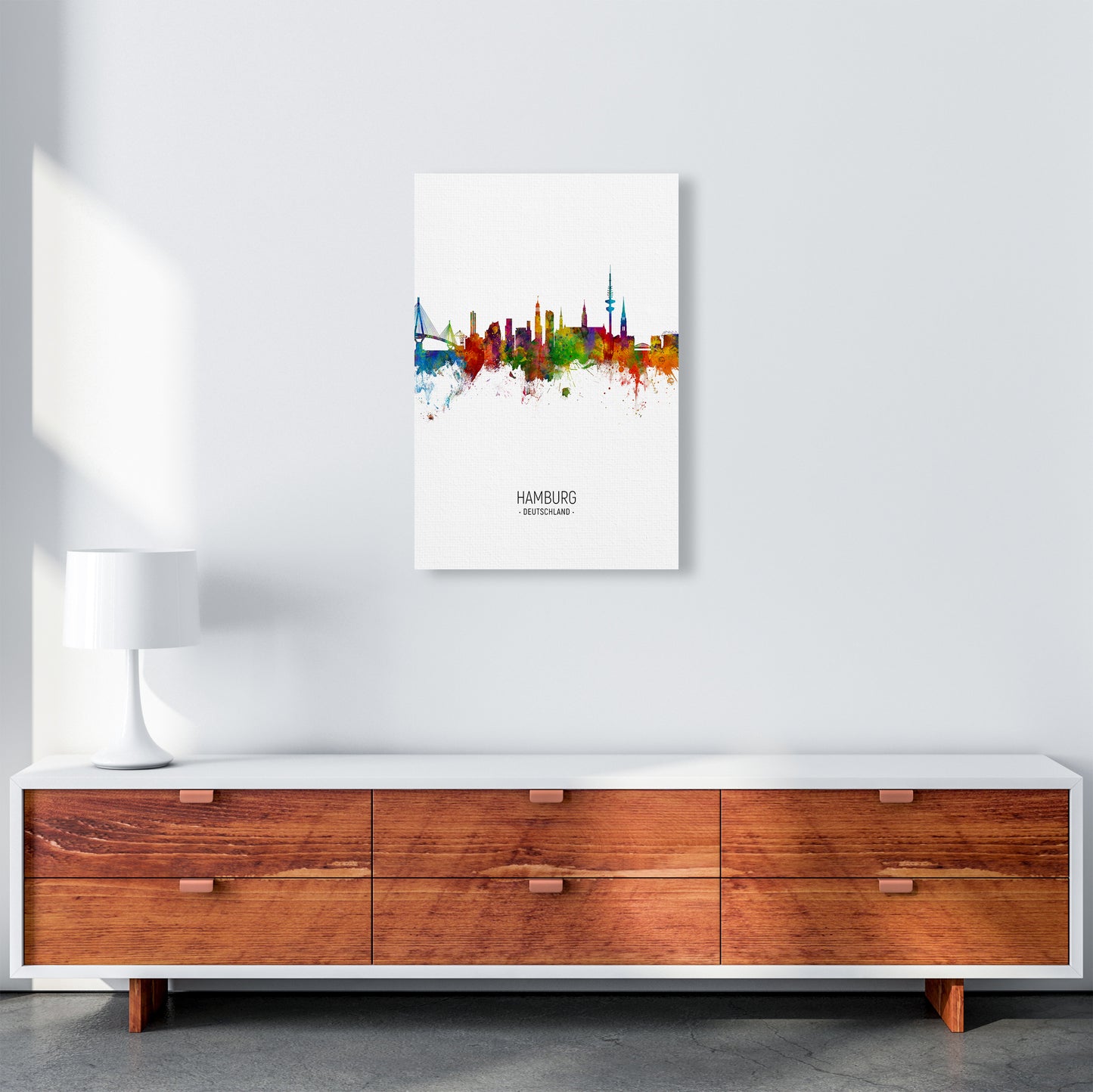 Hamburg Germany Skyline Portrait Art Print by Michael Tompsett A2 Canvas
