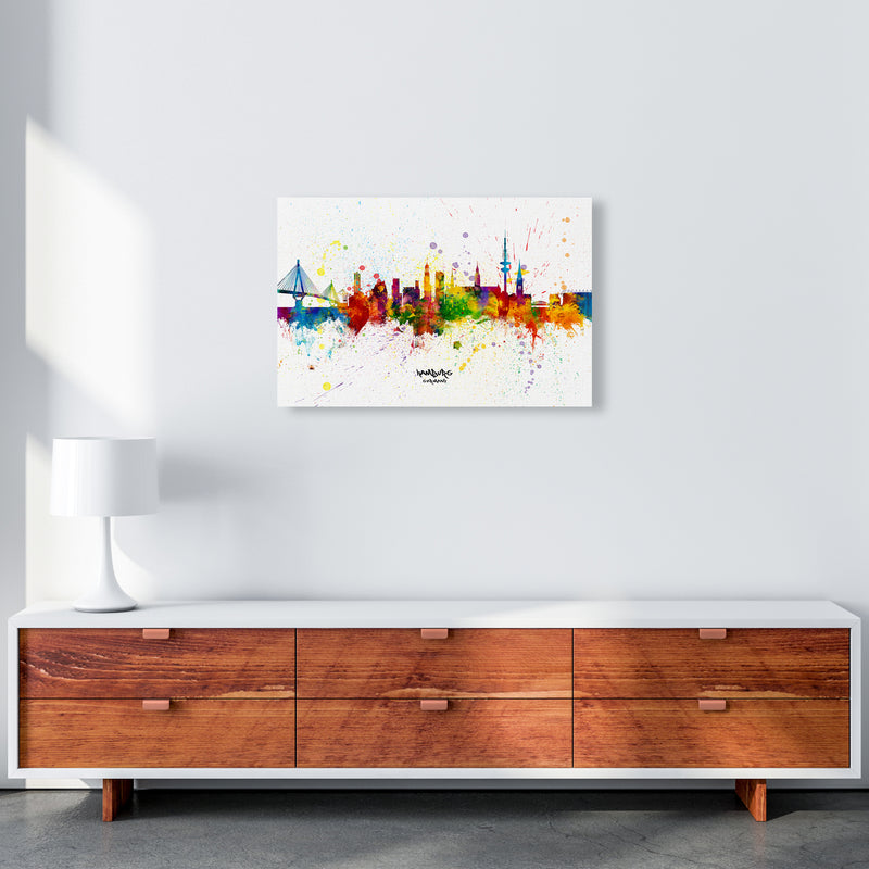 Hamburg Germany Skyline Splash Art Print by Michael Tompsett A2 Canvas