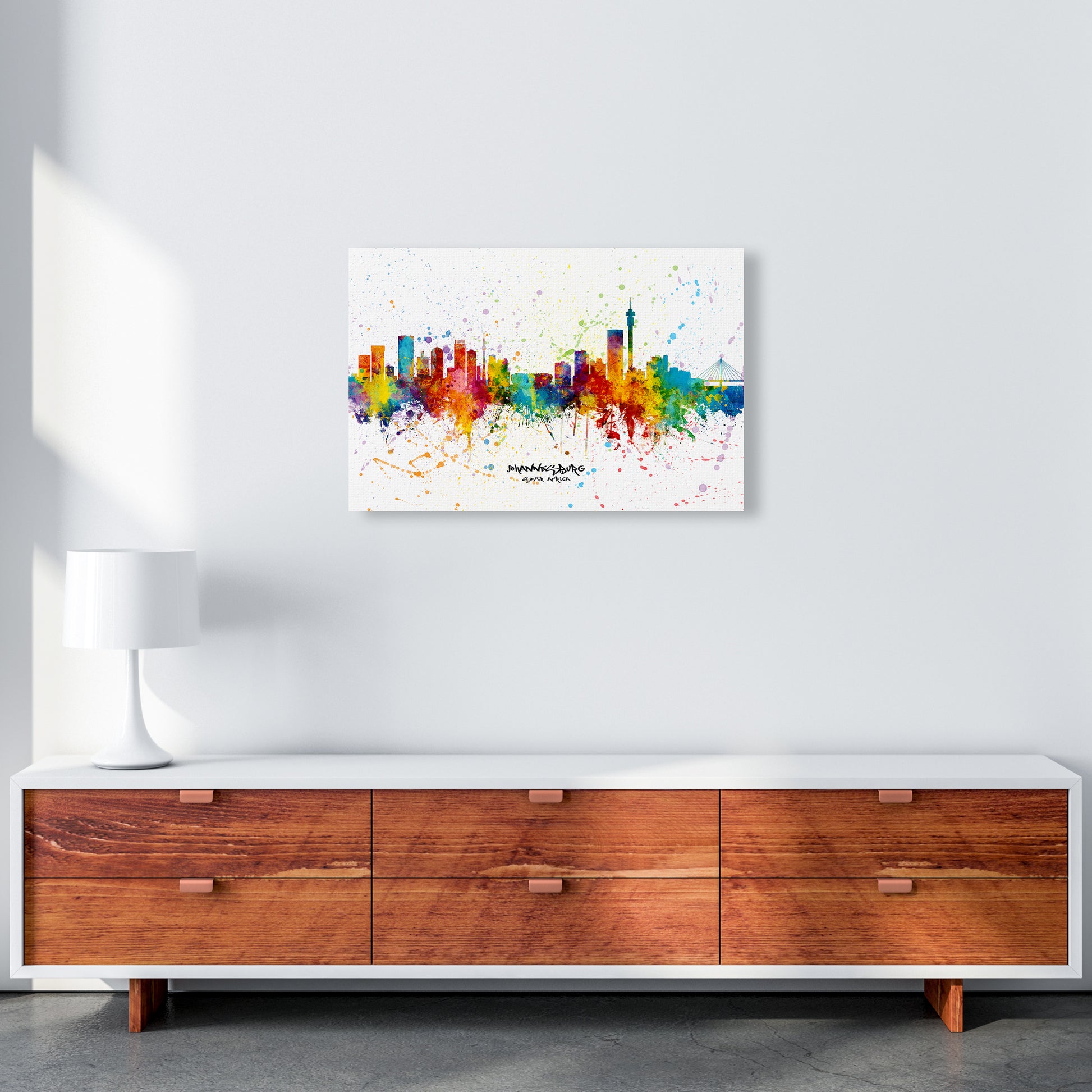 Johannesburg South Africa Skyline Splash Art Print by Michael Tompsett A2 Canvas