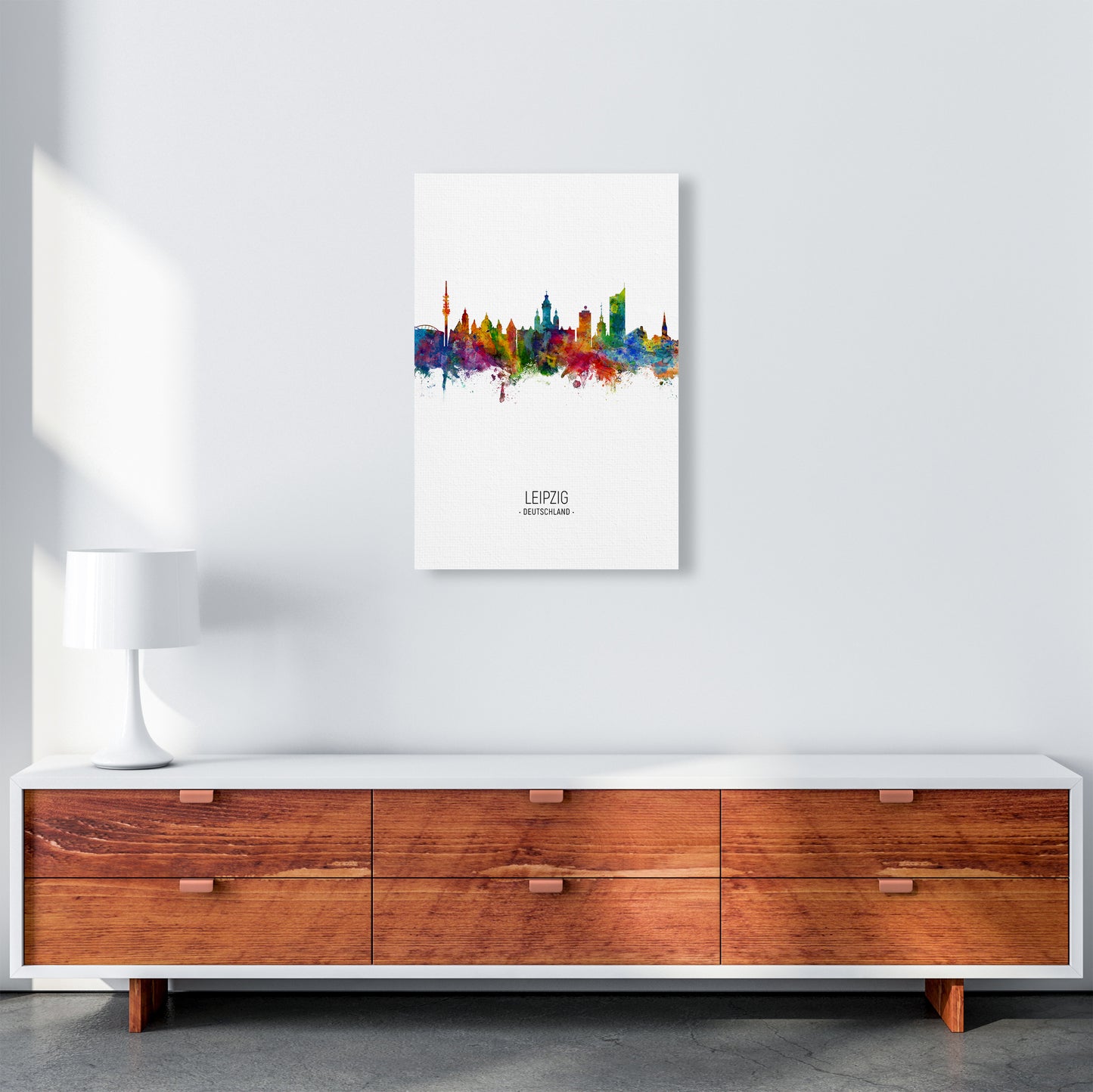 Leipzig Germany Skyline Portrait Art Print by Michael Tompsett A2 Canvas