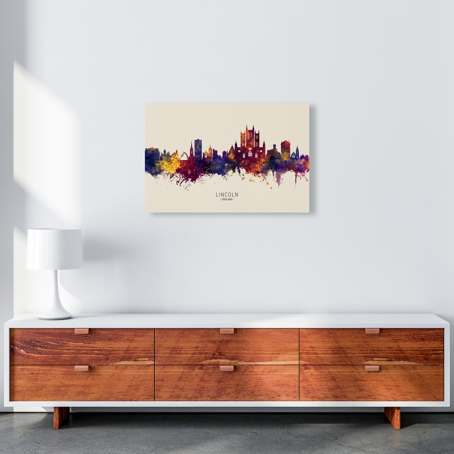 Lincoln England Skyline Autumn City Name Art Print by Michael Tompsett A2 Canvas
