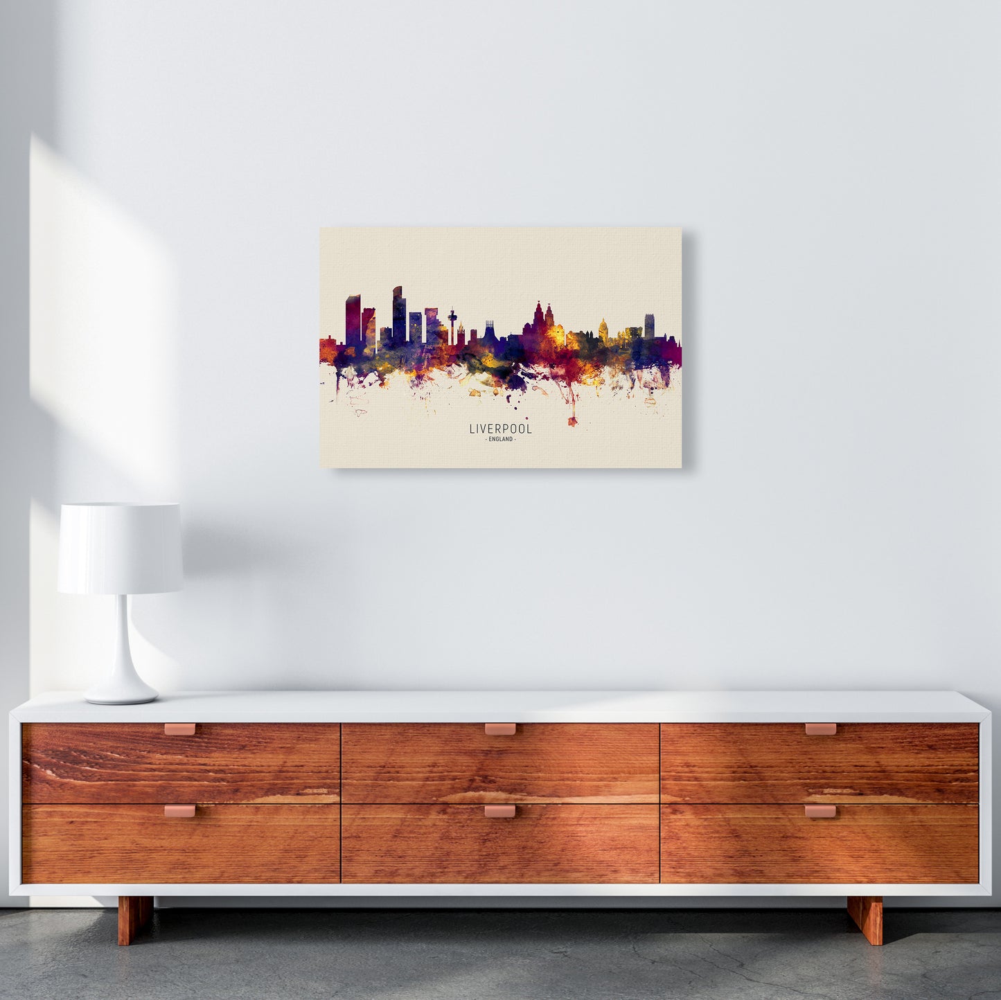 Liverpool England Skyline Autumn City Name Art Print by Michael Tompsett A2 Canvas