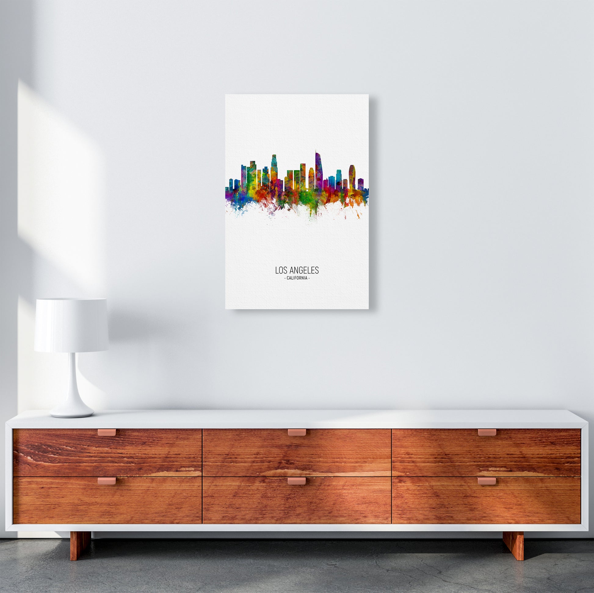 Los Angeles California Skyline Portrait Art Print by Michael Tompsett A2 Canvas