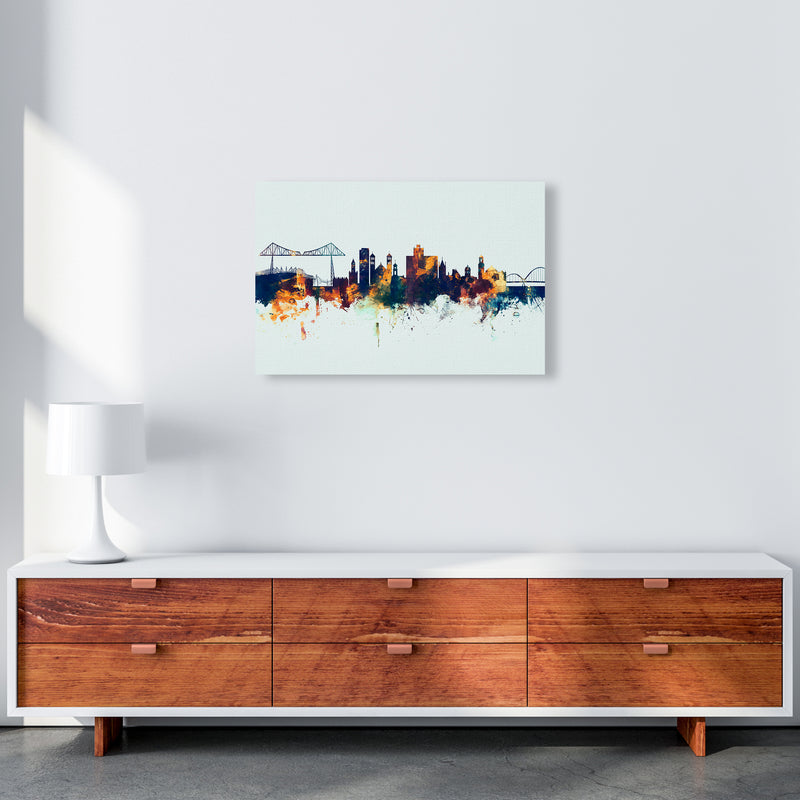 Middlesbrough England Skyline Blue Orange Art Print by Michael Tompsett A2 Canvas