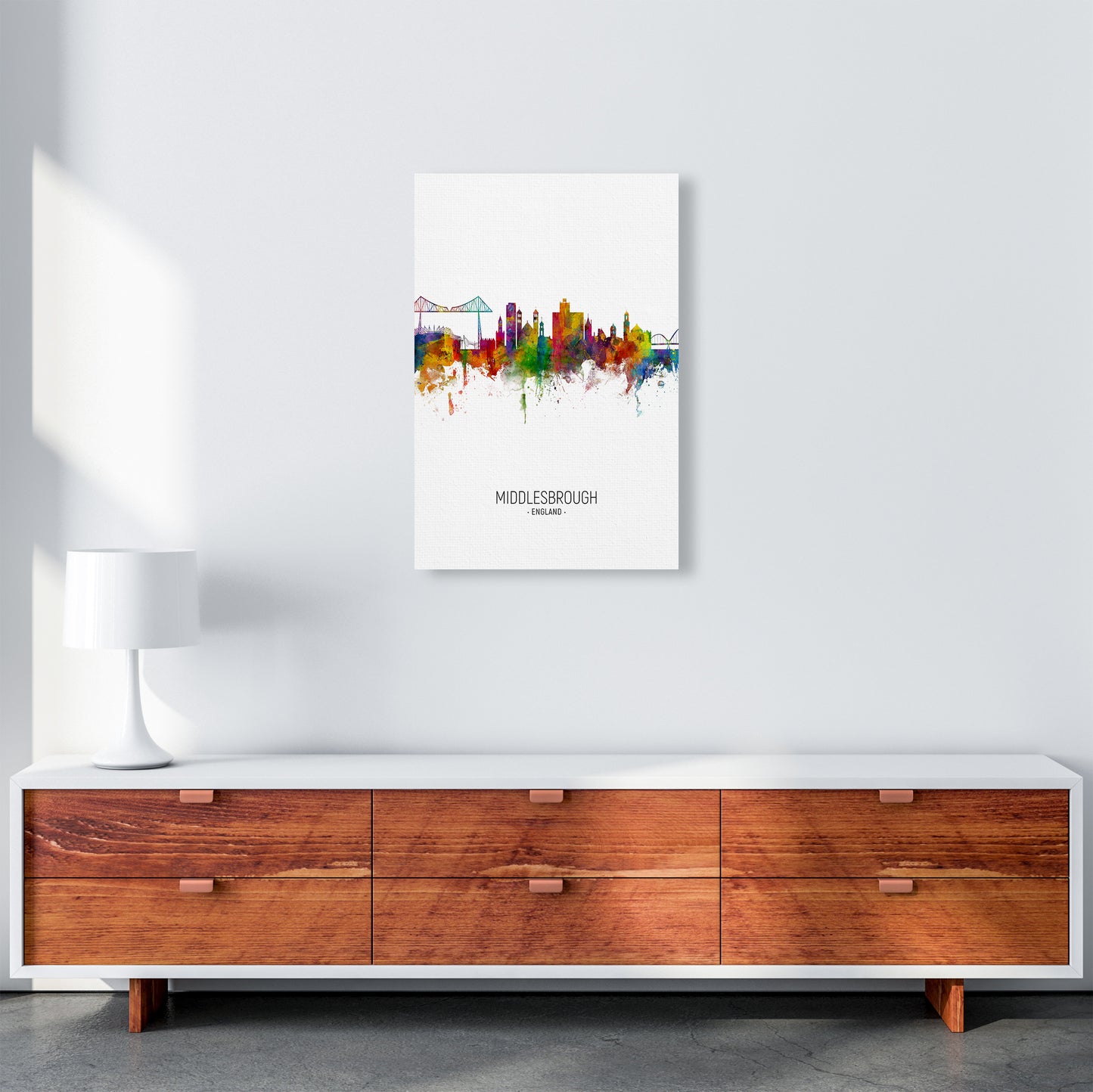 Middlesbrough England Skyline Portrait Art Print by Michael Tompsett A2 Canvas
