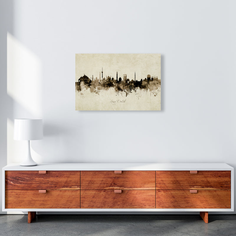 New Delhi India Skyline Vintage Art Print by Michael Tompsett A2 Canvas