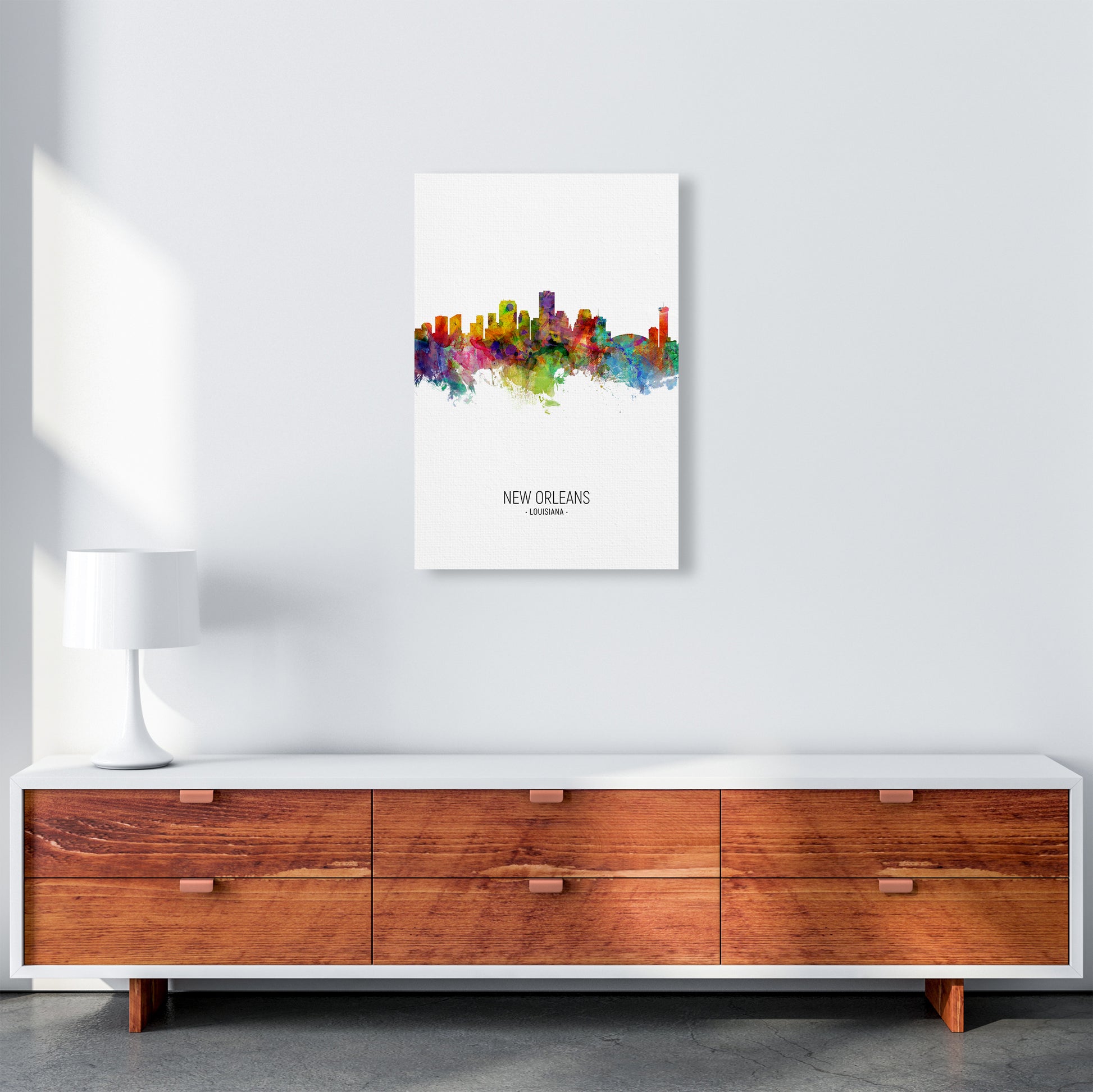 New Orleans Louisiana Skyline Portrait Art Print by Michael Tompsett A2 Canvas