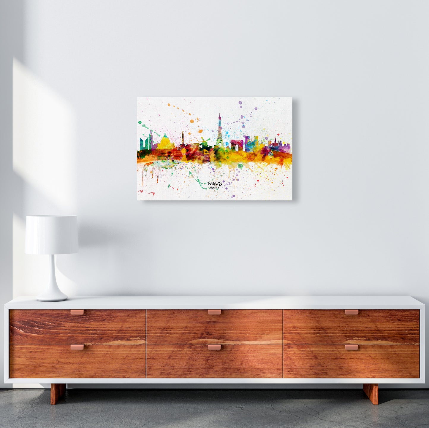 Paris France Skyline Splash Art Print by Michael Tompsett A2 Canvas