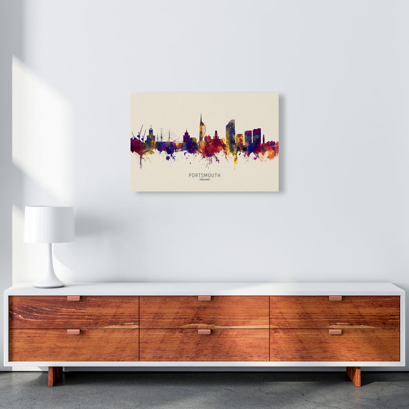 Portsmouth England Skyline Autumn City Name Art Print by Michael Tompsett A2 Canvas