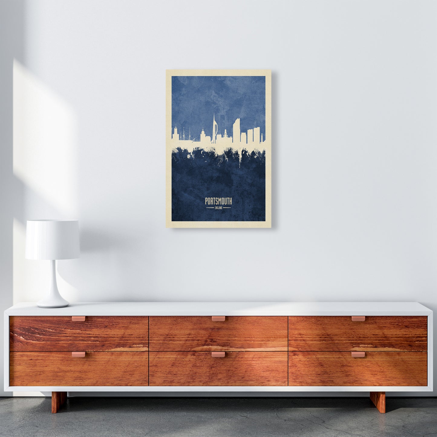 Portsmouth England Skyline Portrait Navy Art Print by Michael Tompsett A2 Canvas