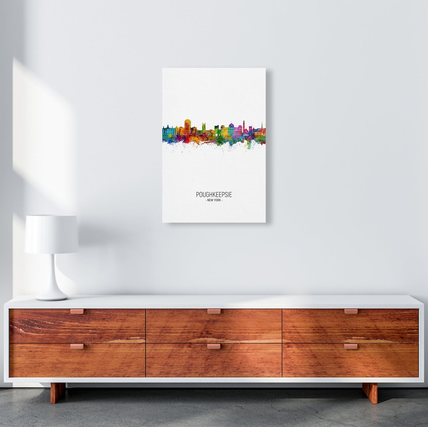 Poughkeepsie New York Skyline Portrait Art Print by Michael Tompsett A2 Canvas