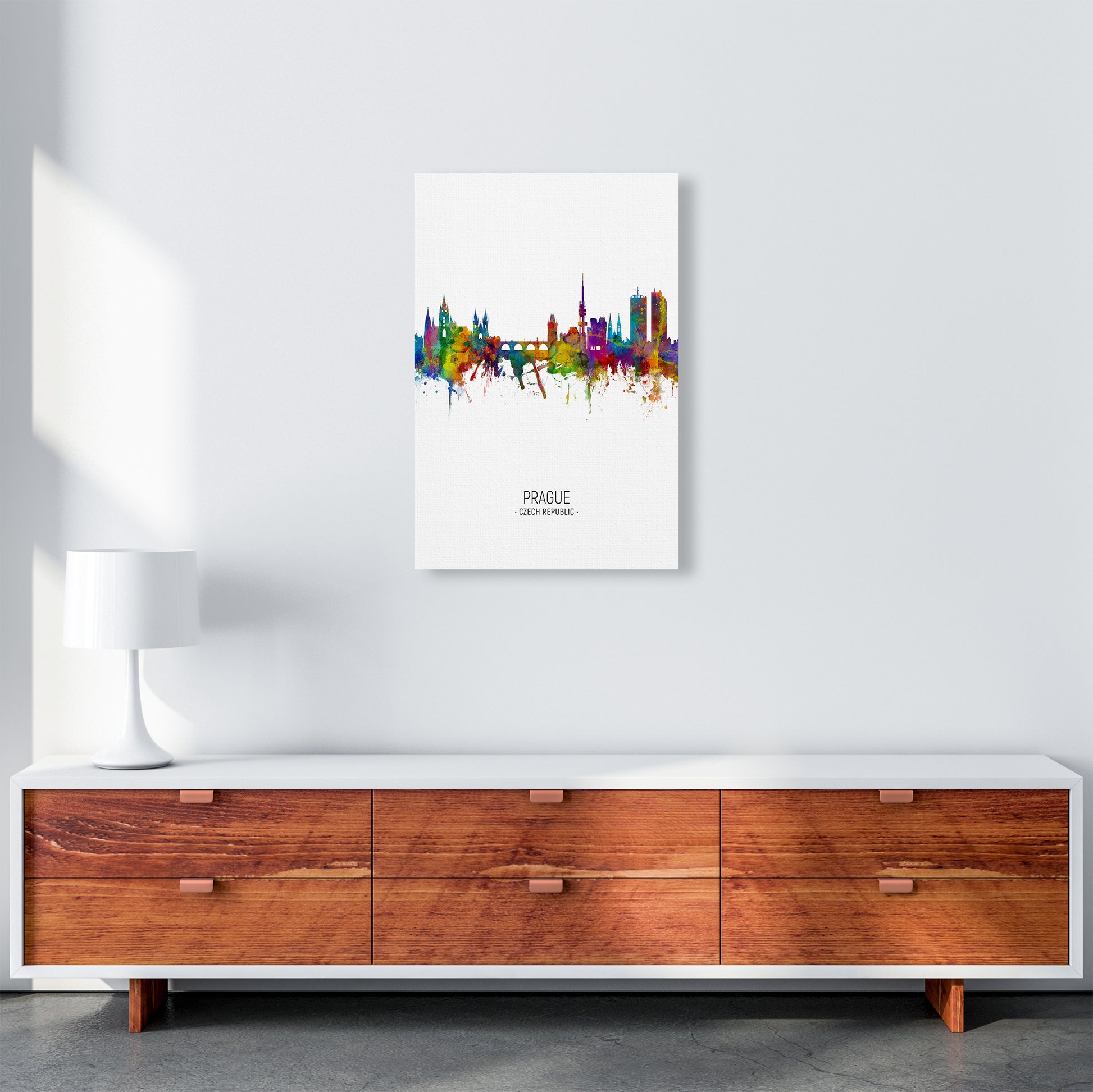 Prague Czech Republic Skyline Portrait Art Print by Michael Tompsett A2 Canvas