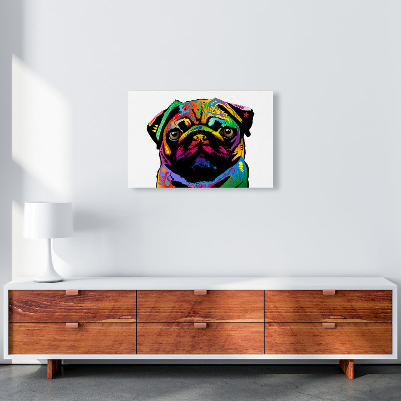 Pug Dog White Art Print by Michael Tompsett A2 Canvas