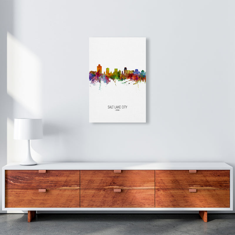 Salt Lake City Utah Skyline Portrait Art Print by Michael Tompsett A2 Canvas