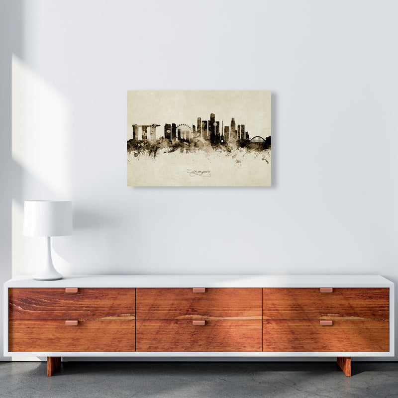 Singapore Singapore Skyline Vintage Art Print by Michael Tompsett A2 Canvas