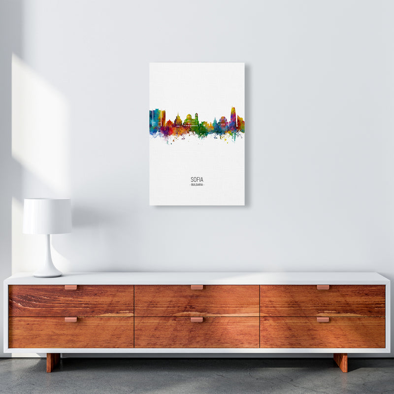 Sofia Bulgaria Skyline Portrait Art Print by Michael Tompsett A2 Canvas