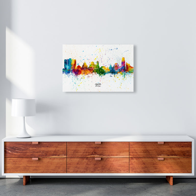 Sofia Bulgaria Skyline Splash Art Print by Michael Tompsett A2 Canvas