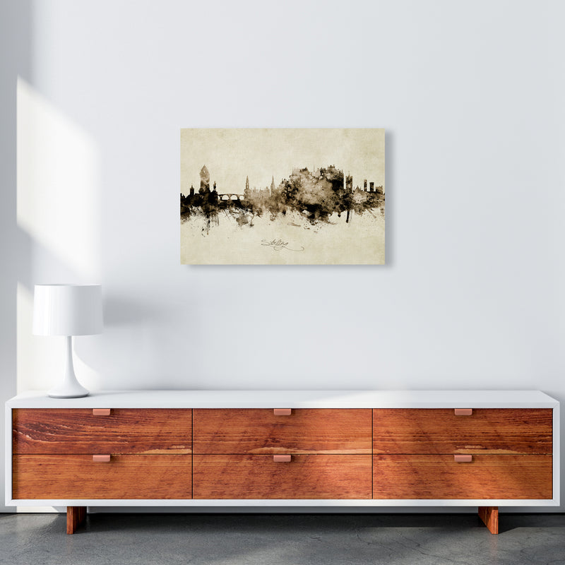 Stirling Scotland Skyline Vintage Art Print by Michael Tompsett A2 Canvas