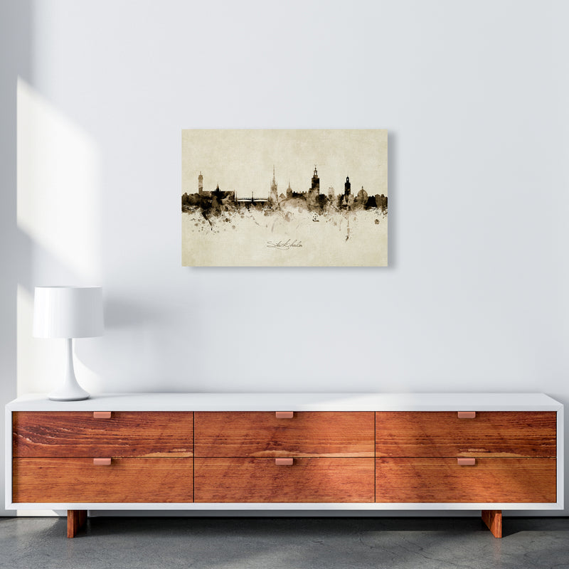 Stockholm Sweden Skyline Vintage Art Print by Michael Tompsett A2 Canvas