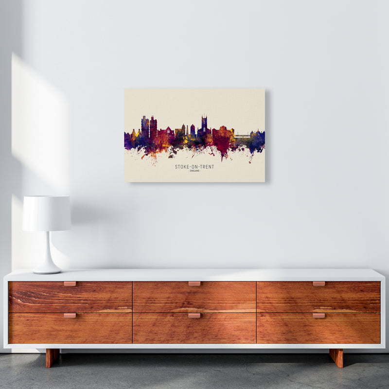 Stoke-On-Trent England Skyline Autumn City Name Art Print by Michael Tompsett A2 Canvas