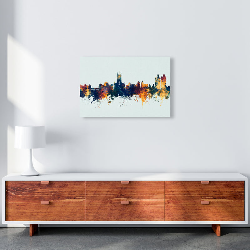 Stoke-On-Trent England Skyline Blue Orange Art Print by Michael Tompsett A2 Canvas