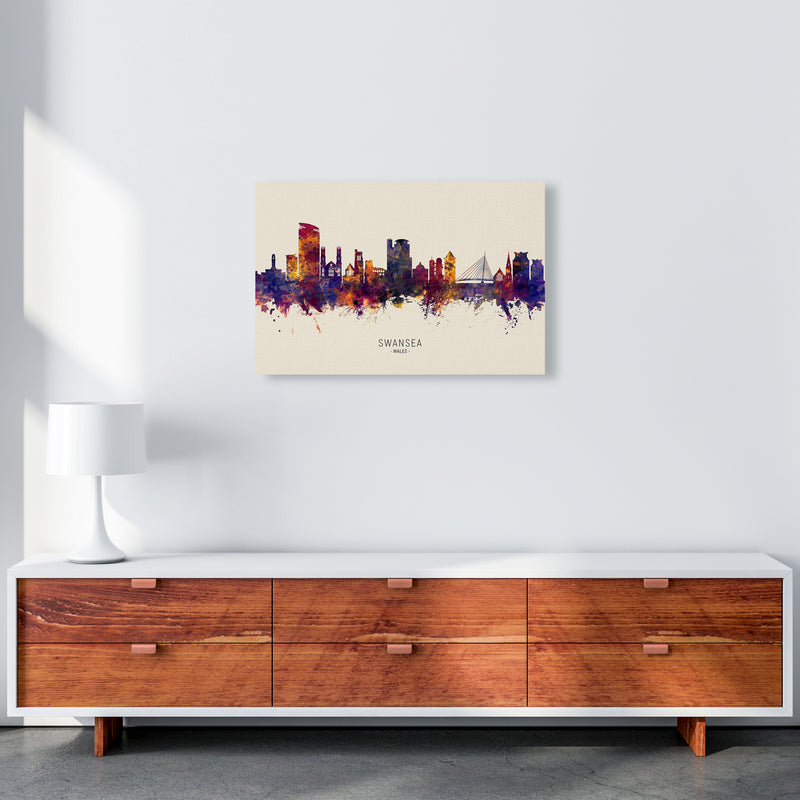 Swansea Wales Skyline Autumn City Name Art Print by Michael Tompsett A2 Canvas