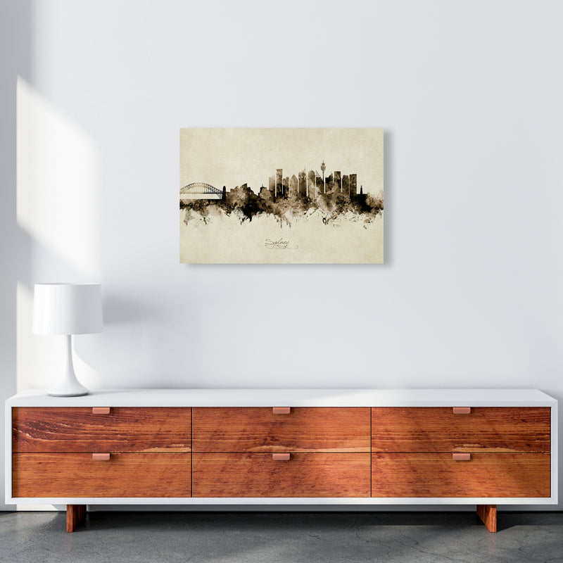 Sydney Australia Skyline Vintage Art Print by Michael Tompsett A2 Canvas