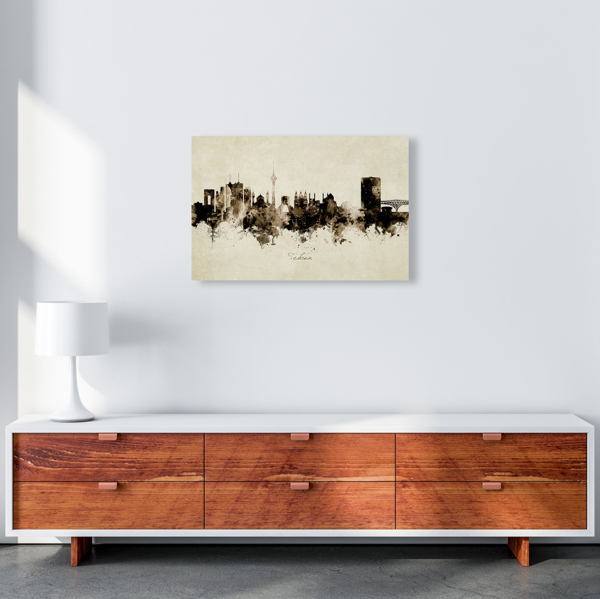 Tehran Iran Skyline Vintage Art Print by Michael Tompsett A2 Canvas