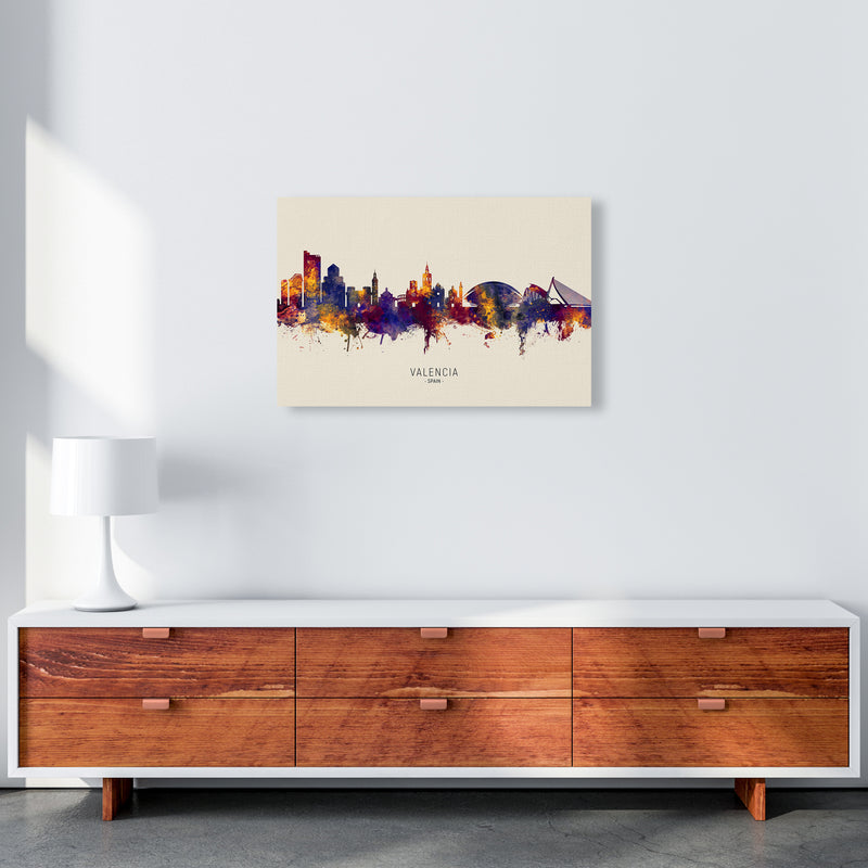 Valencia Spain Skyline Autumn City Name Art Print by Michael Tompsett A2 Canvas