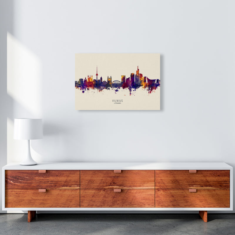 Vilnius Lithuania Skyline Autumn City Name Art Print by Michael Tompsett A2 Canvas