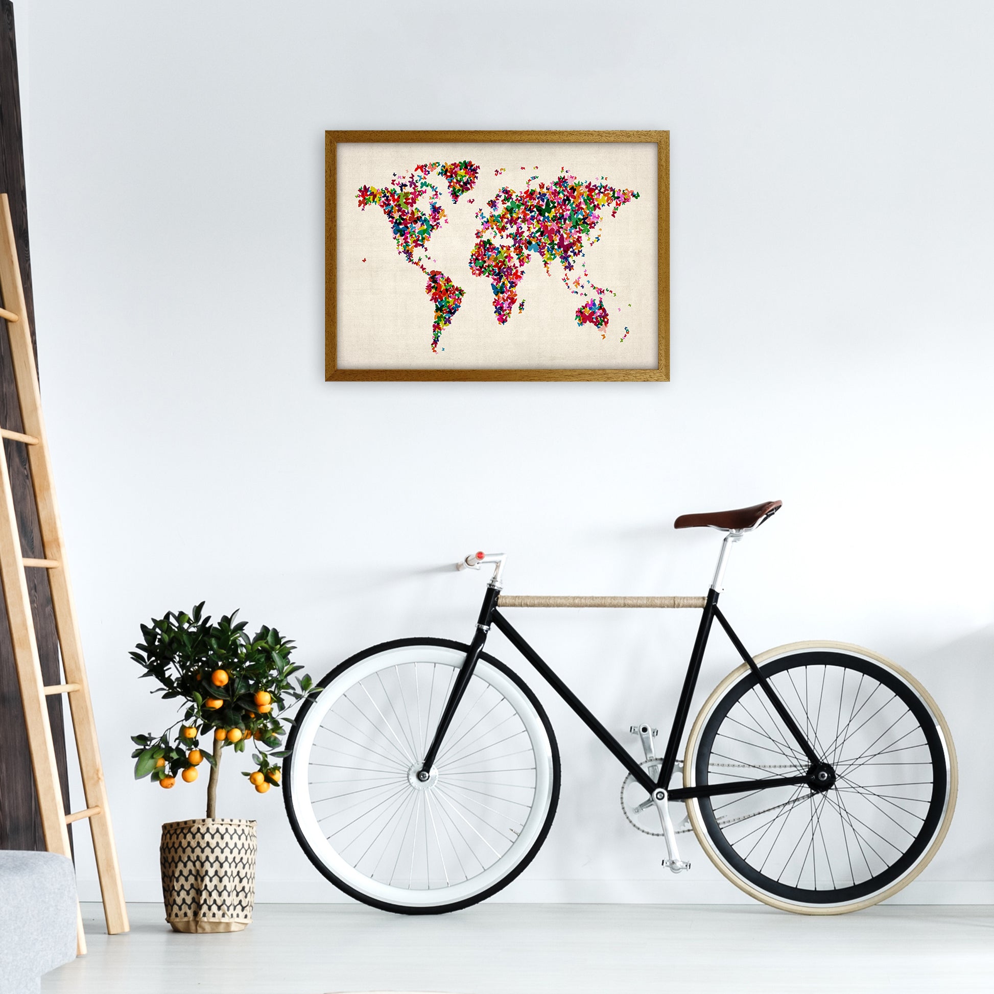 Butterfly Map of the World Art Print by Michael Tompsett A2 Print Only