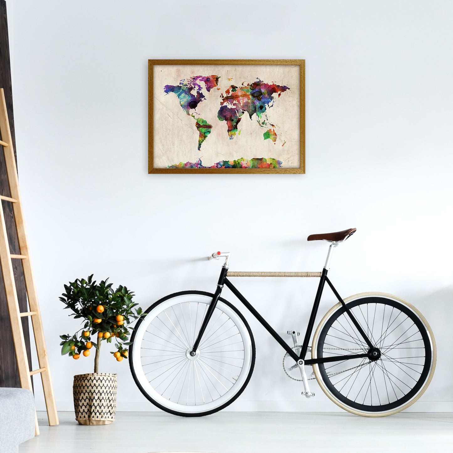 World Map Abstract Watercolour Art Print by Michael Tompsett A2 Print Only