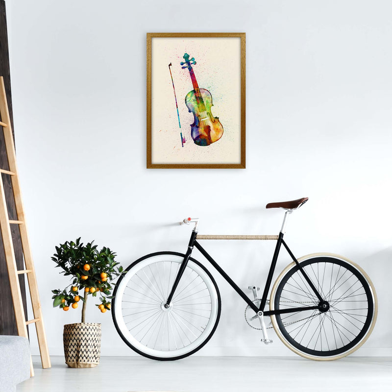 Violin Watercolour Multi-Colour Print by Michael Tompsett A2 Print Only