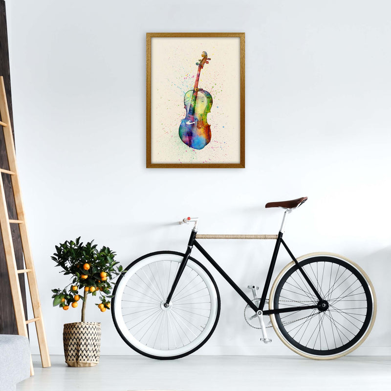 Cello Watercolour Multi-Colour Art Print by Michael Tompsett A2 Print Only