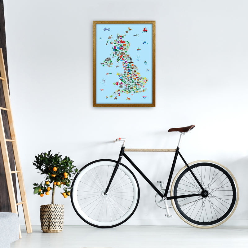 Animal Map of Great Britain Blue Print by Michael Tompsett A2 Print Only