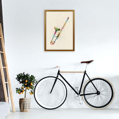 Trombone Watercolour Multi-Colour Print by Michael Tompsett A2 Print Only