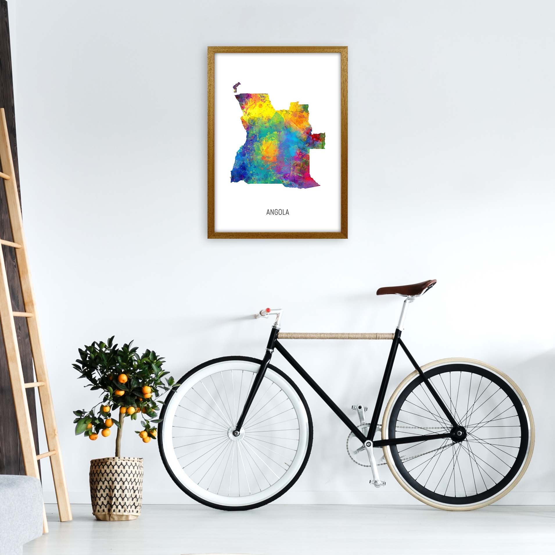 Angola Watercolour Map Art Print by Michael Tompsett A2 Print Only