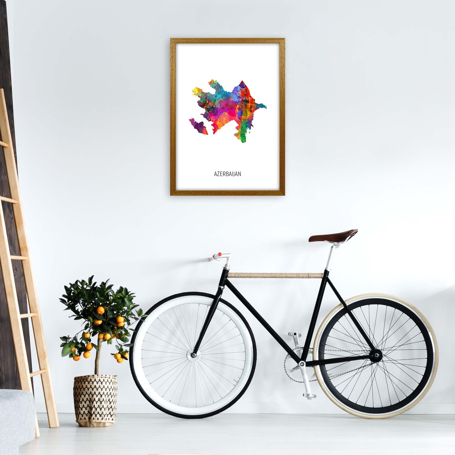 Azerbaijan Watercolour Map Art Print by Michael Tompsett A2 Print Only