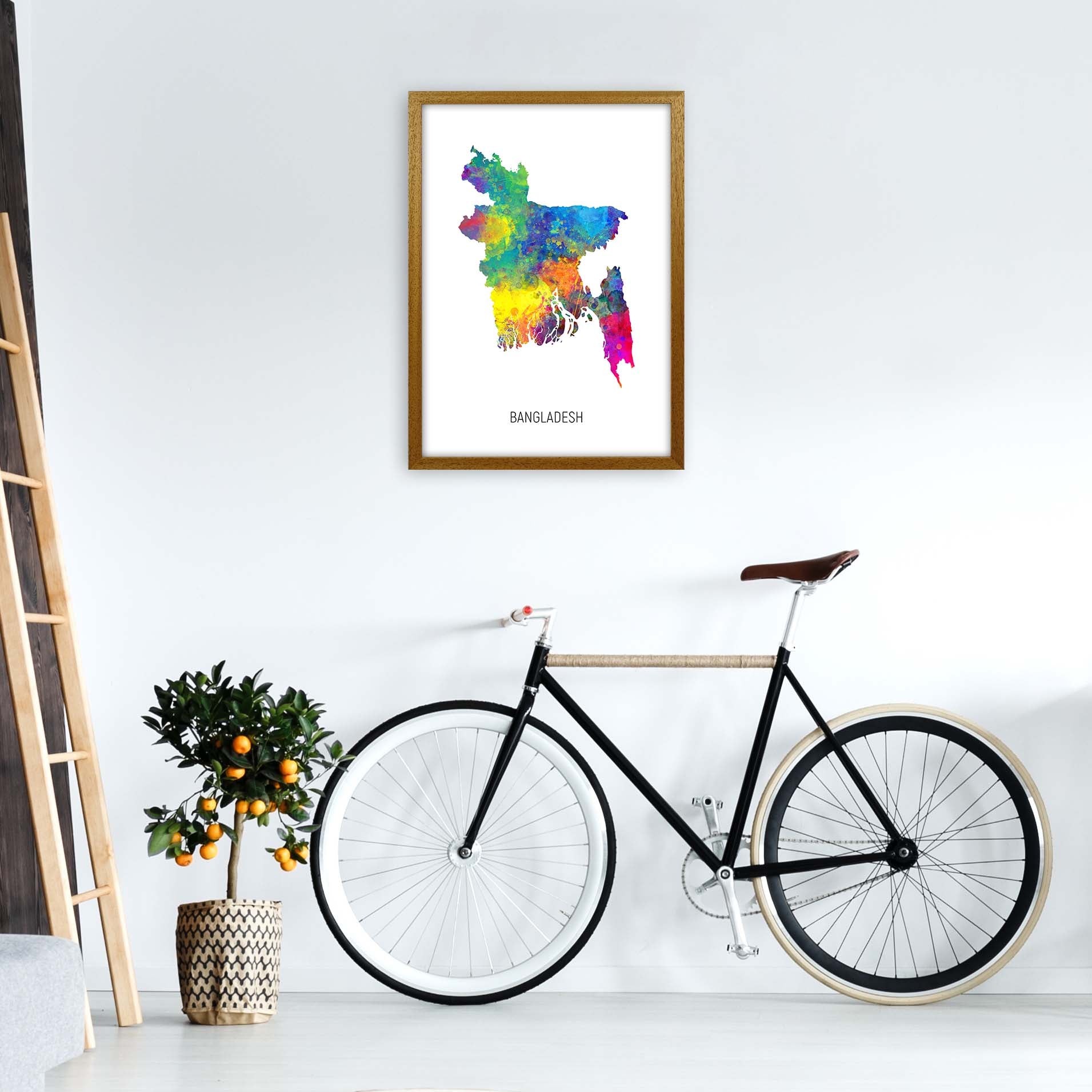 Bangladesh Watercolour Map Art Print by Michael Tompsett A2 Print Only