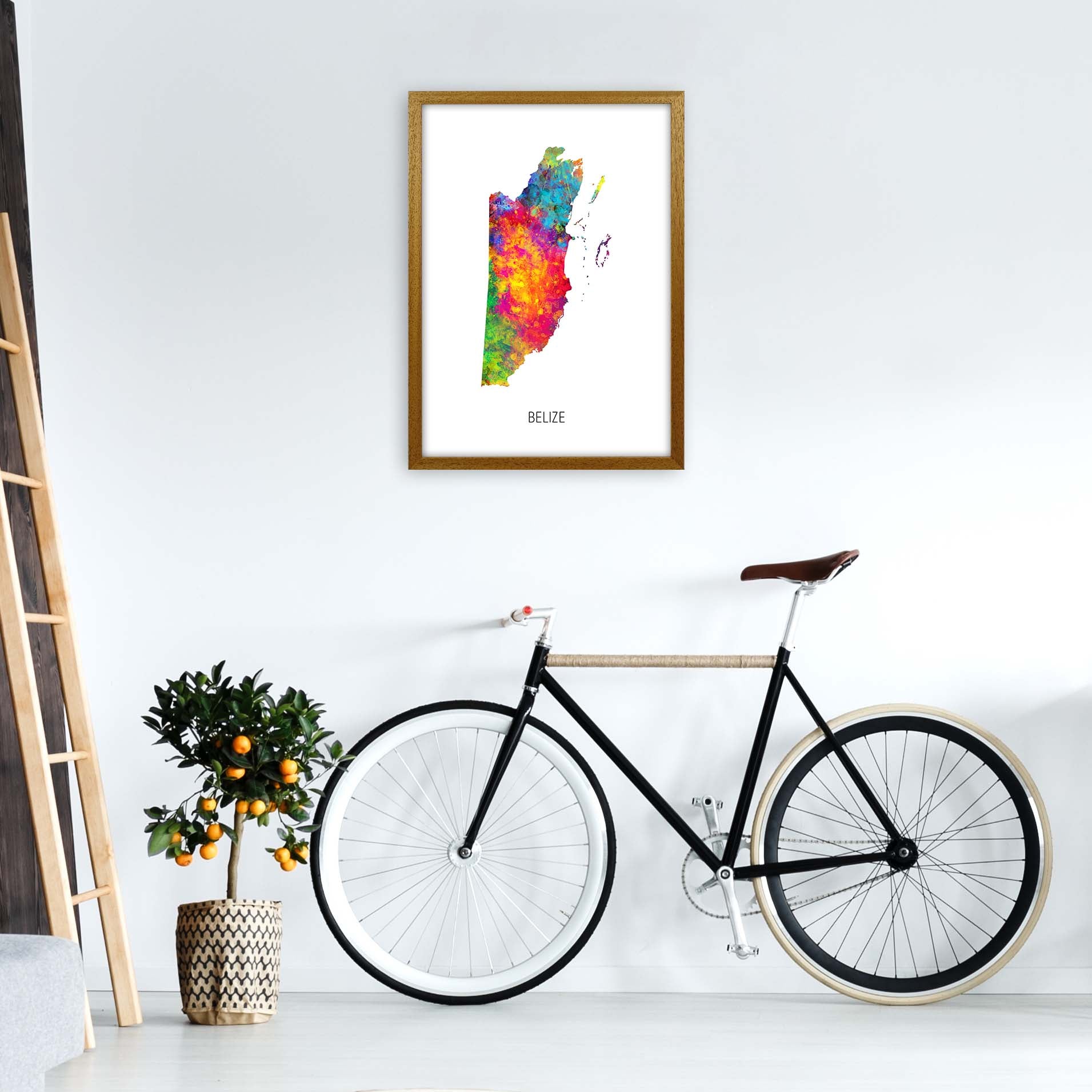 Belize Watercolour Map Art Print by Michael Tompsett A2 Print Only