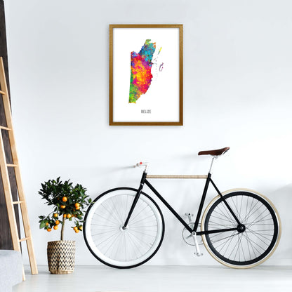 Belize Watercolour Map Art Print by Michael Tompsett A2 Print Only