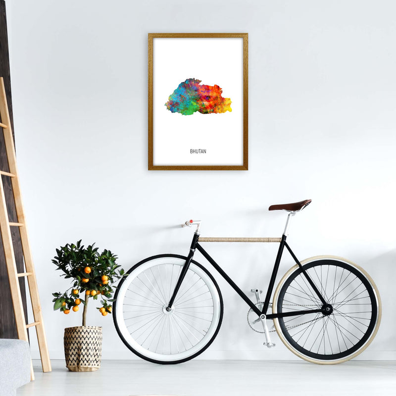 Bhutan Watercolour Map Art Print by Michael Tompsett A2 Print Only