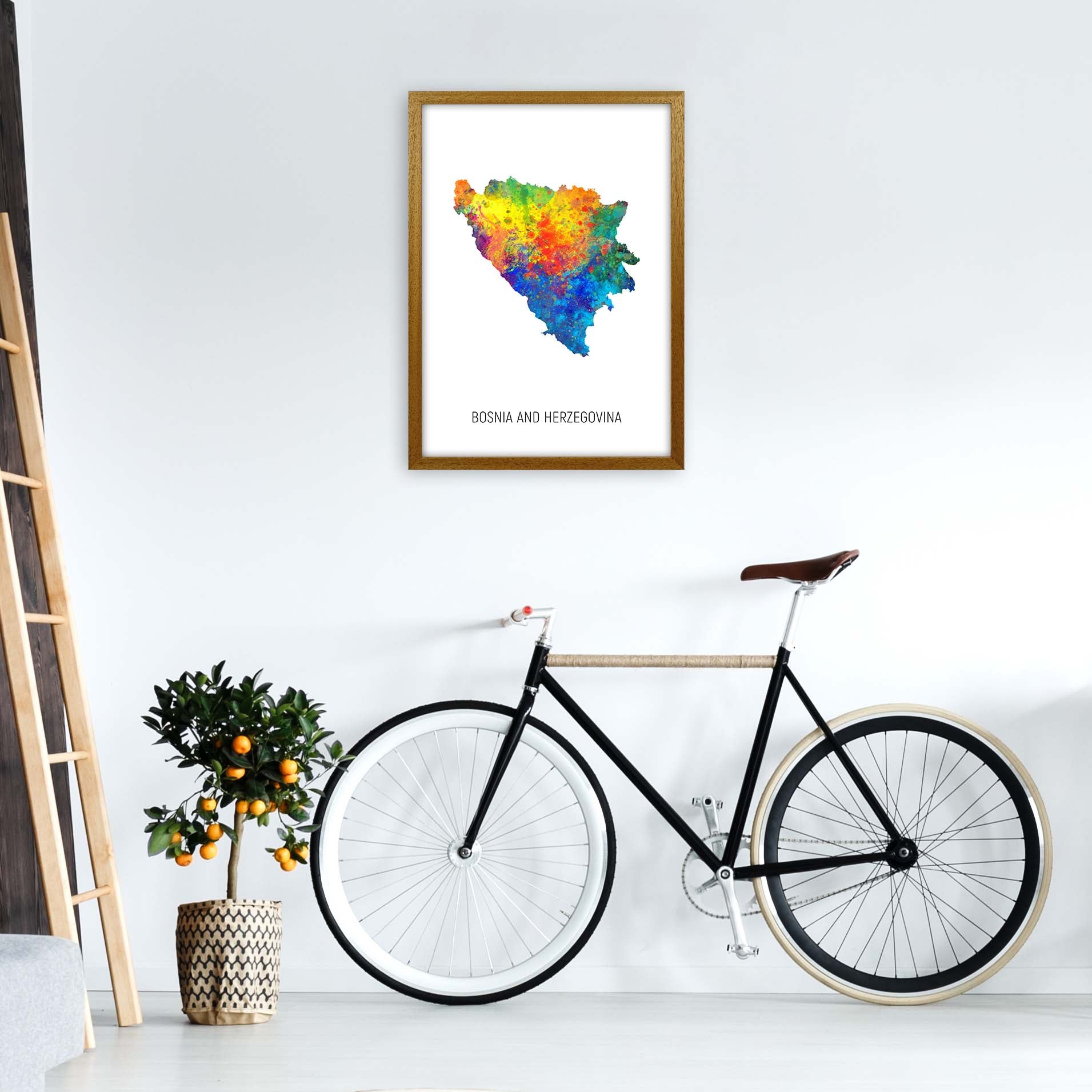 Bosnia And Herzegovina Watercolour Map  by Michael Tompsett A2 Print Only