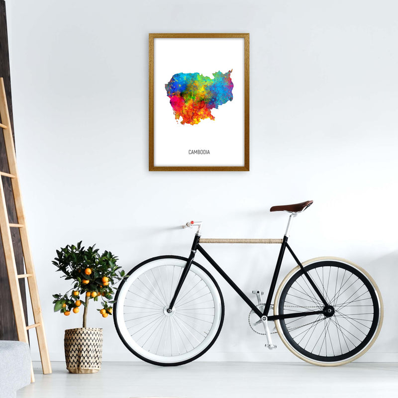 Cambodia Watercolour Map Art Print by Michael Tompsett A2 Print Only
